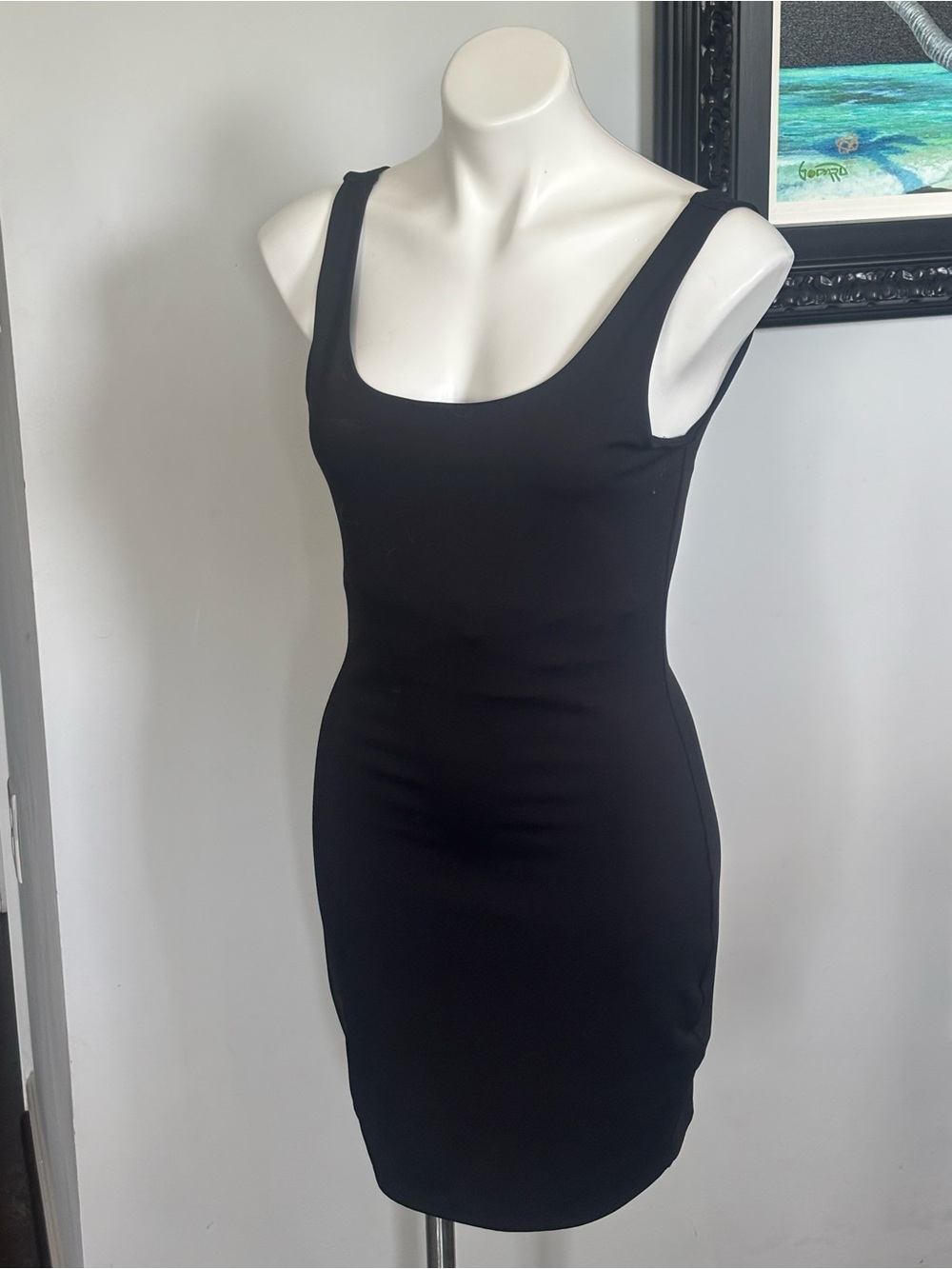 Express Black Scoop Neck Mini Bodycon Dress